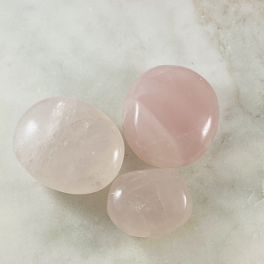 Healing crystal rose quartz palm stones