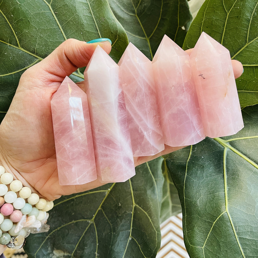 sarah belle - rose quartz point for heart chakra