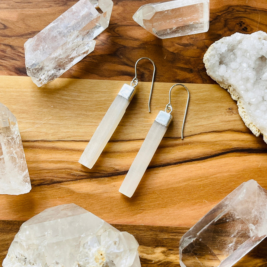sarah belle selenite earring silver
