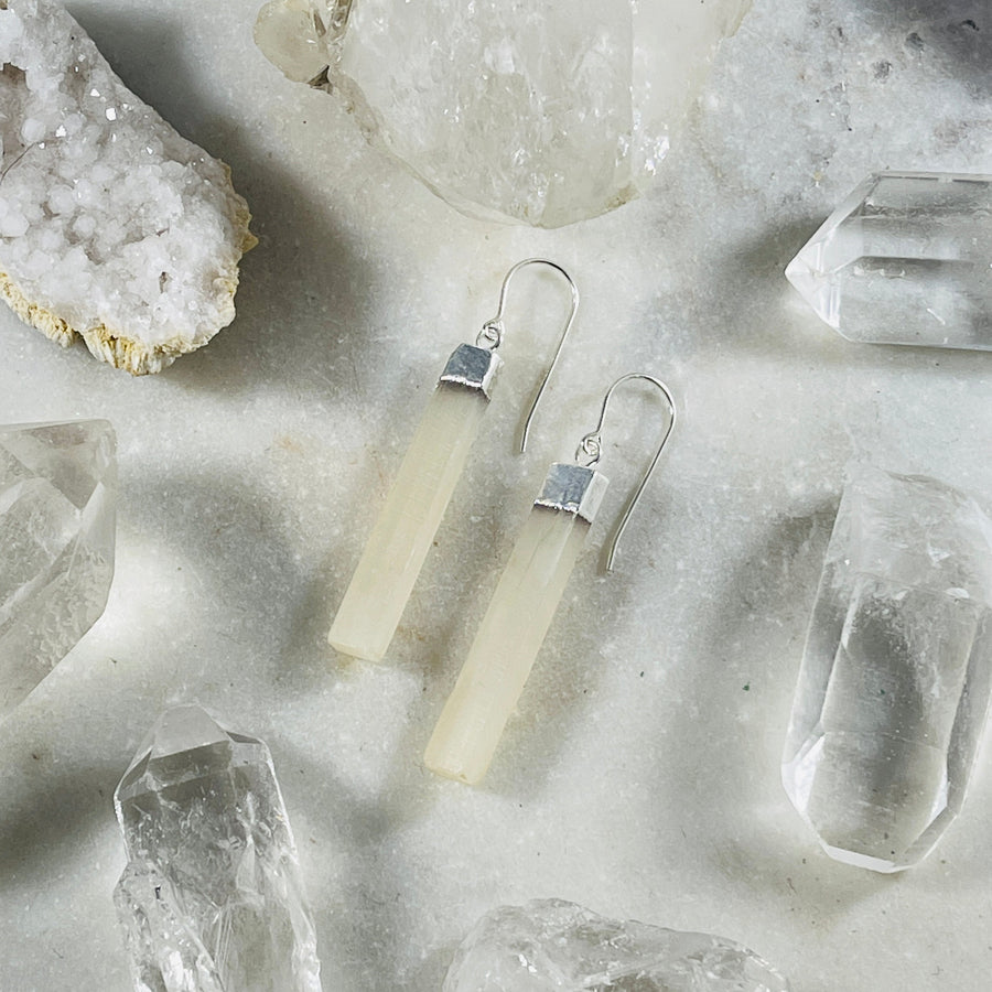 sarah belle selenite earrings for clearing negative energy