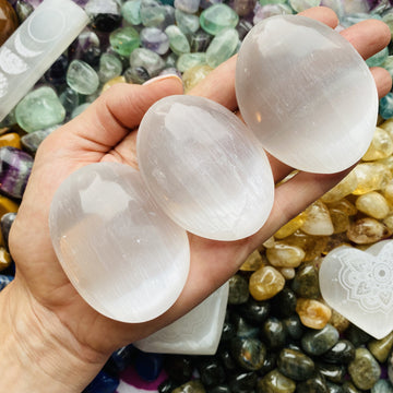Selenite palm stone for meditation Sarah Belle