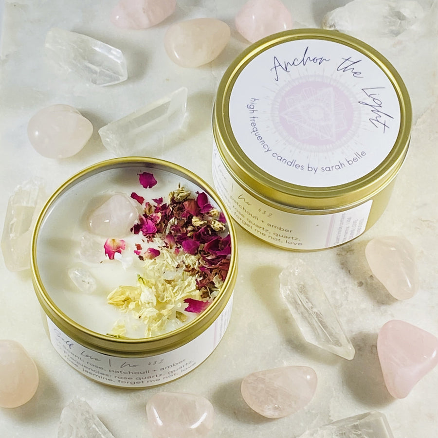 anchor the light crystal candle for self love by sarah belle