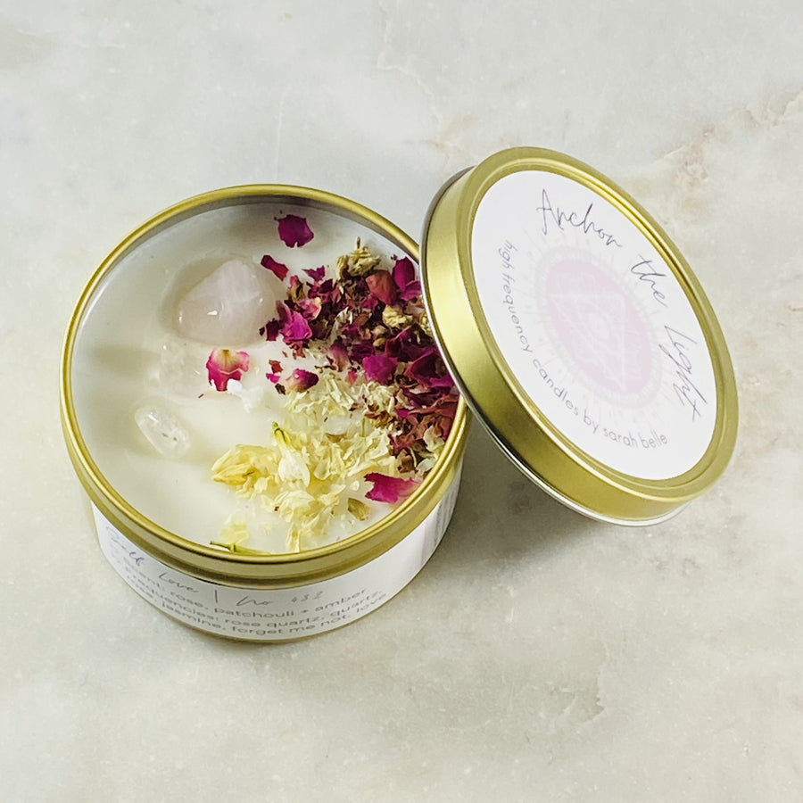 anchor the light high frequency crystal candle for self love