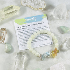 Handmade gemstone stacking bracelet from Sarah Belle for peace