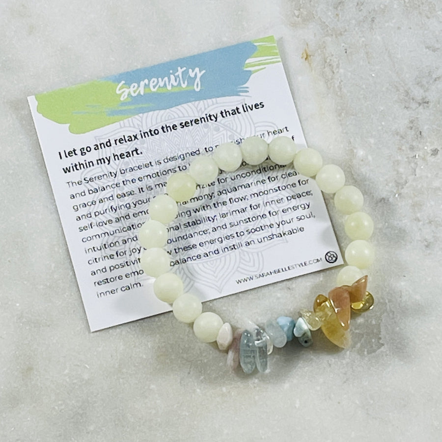 Handmade gemstone crystal bracelet for serenity by Sarah Belle