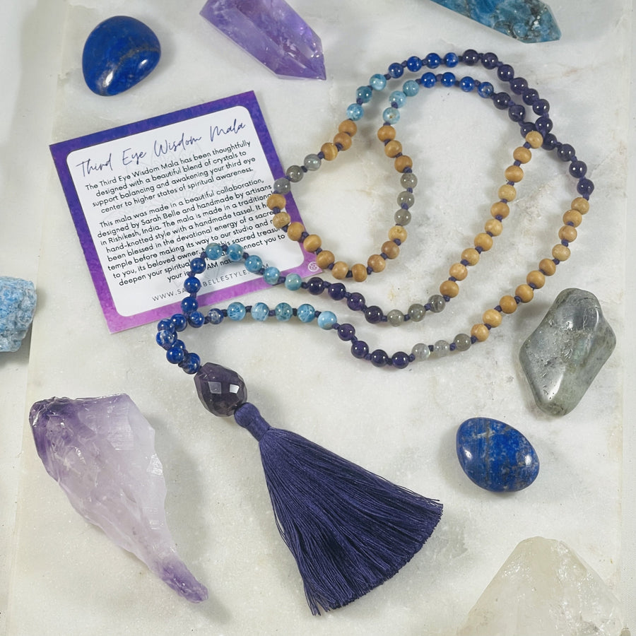 Third eye wisdom mala with amethyst by Sarah Belle