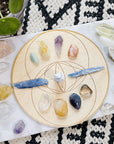 Sarah Belle sacred geometry crystal grid base with vesica piscis pattern for creation