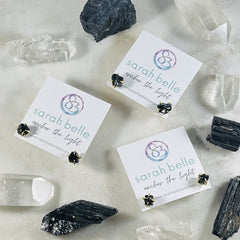 sarah belle black obsidian stud earrings for protection