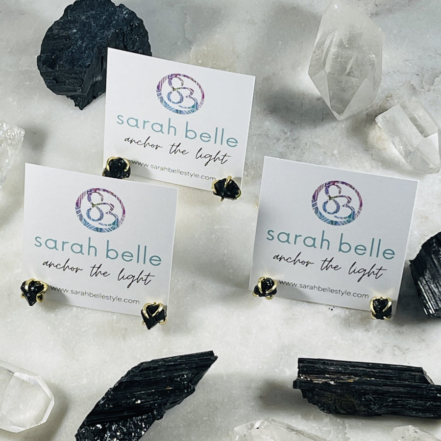 sarah belle black obsidian stud earrings
