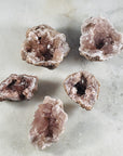 sarah belle pink amethyst geodes for heart and crown chakras
