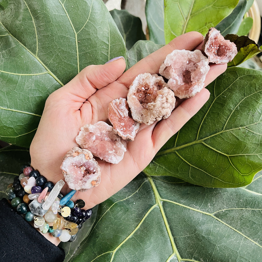 sarah belle pink amethyst geodes for balancing heart and mind