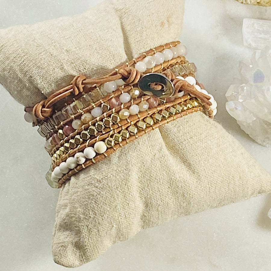 Crystal healing bracelet with selenite for energy protection