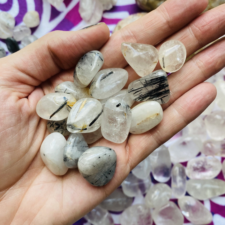 Tourmalinated Quartz tumbes healing crystals