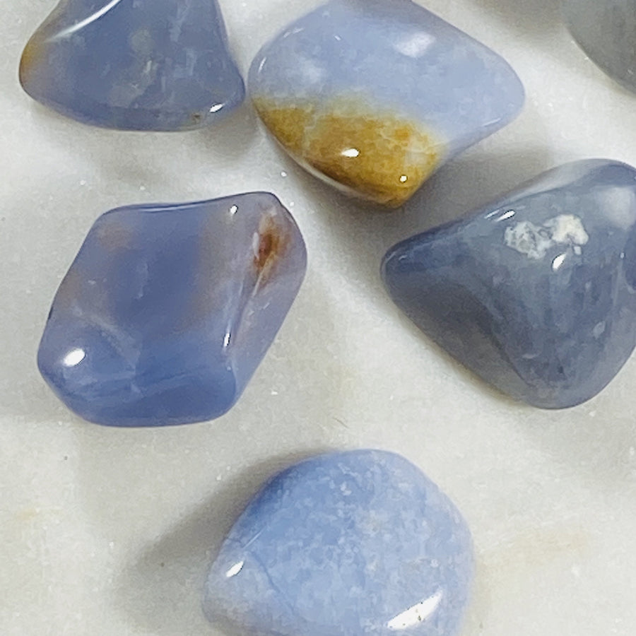 Blue Chalcedony Healing Crystal for Promoting Calm and Public Speaking