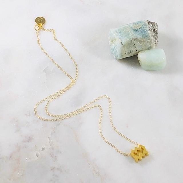 Aquarius Charm Necklace with Healing Crystal Perfect Gift