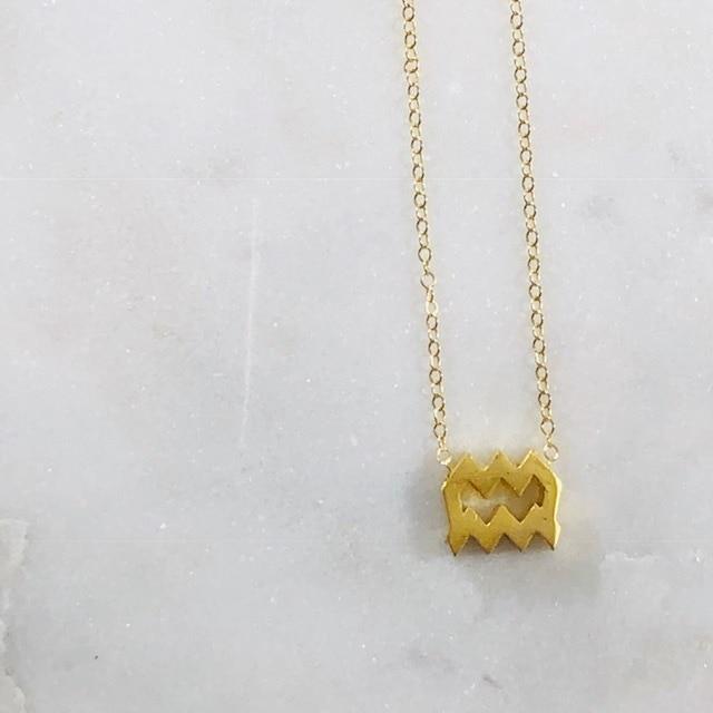Aquarius Charm Necklace with Healing Crystal Perfect Gift
