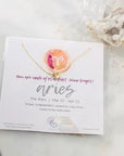 Aries Charm Necklace with Healing Crystal Perfect Gift