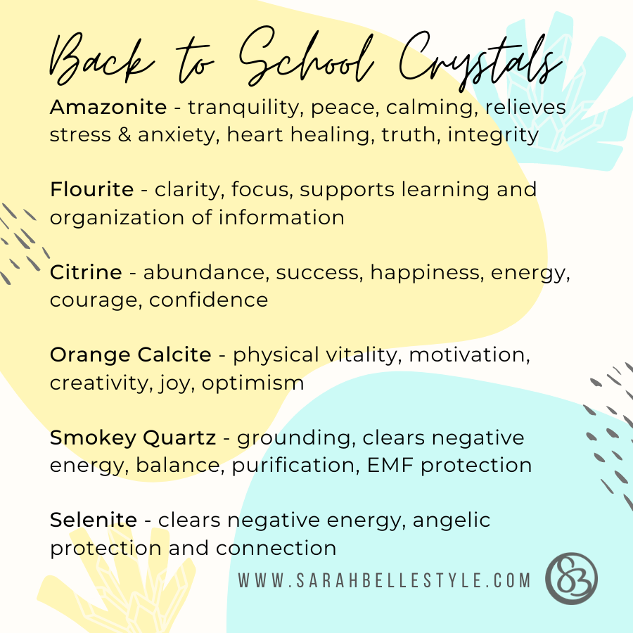 Back to school crystals for energetic support