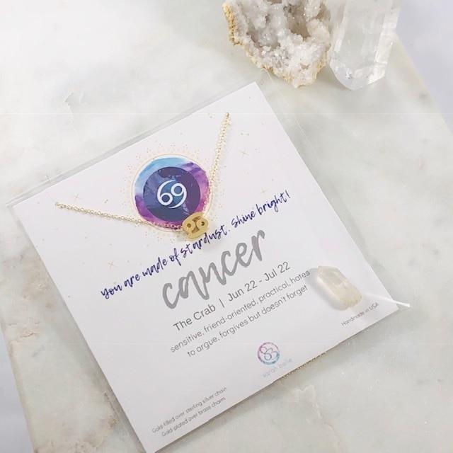 Cancer Charm Necklace with Healing Crystal Perfect Gift