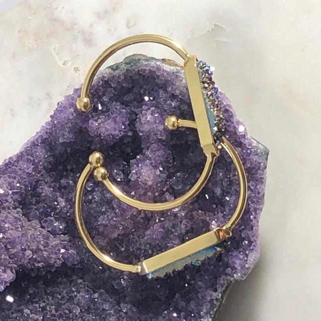 Zeta Druzy Agate Bangle Bracelet Rainbow Healing Crystal Jewelry for a Positive Vibe