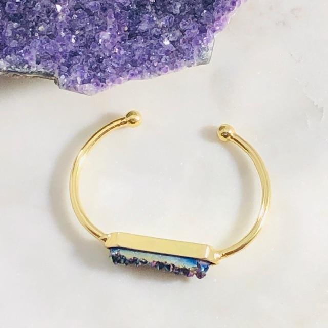 Zeta Druzy Agate Bangle Bracelet Rainbow Healing Crystal Jewelry for a Positive Vibe