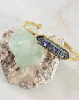 Zeta Druzy Agate Bangle Bracelet Rainbow Healing Crystal Jewelry for a Positive Vibe