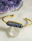 Zeta Druzy Agate Bangle Bracelet Rainbow Healing Crystal Jewelry for a Positive Vibe