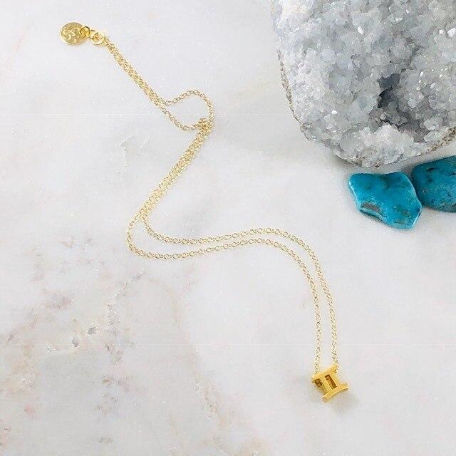Gemini Charm Necklace with Healing Crystal Perfect Gift