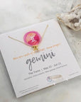 Gemini Charm Necklace with Healing Crystal Perfect Gift