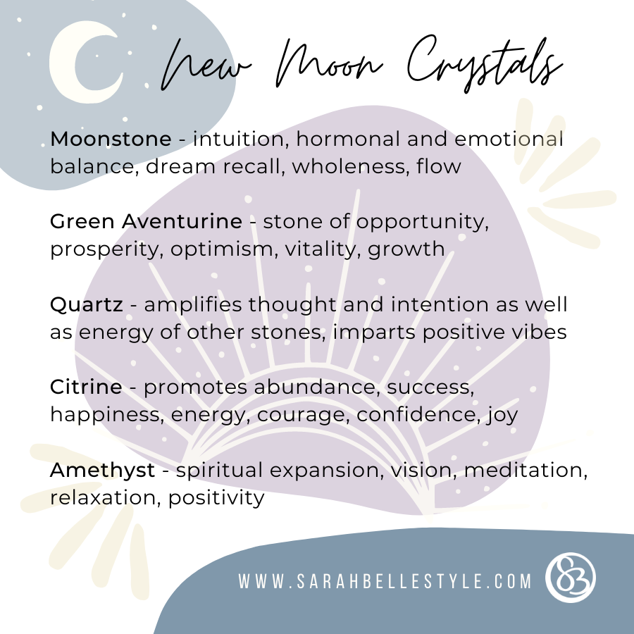 top picks for new moon crystals by sarah belle
