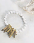 Peace White Howlite Stacking Bracelet with Quartz