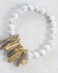 Peace White Howlite Stacking Bracelet with Quartz