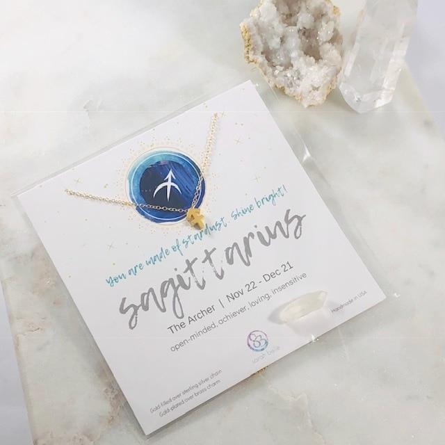 Sagittarius Charm Necklace with Healing Crystal Perfect Gift