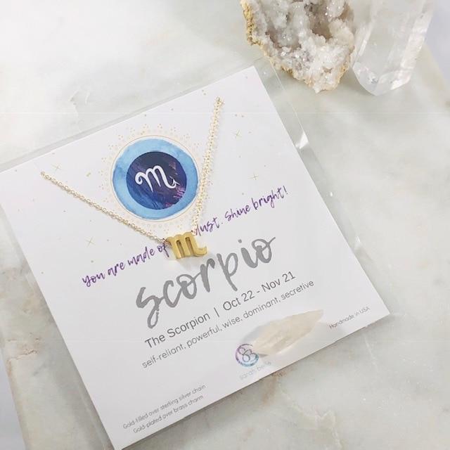 Scorpio Charm Necklace with Healing Crystal Perfect Gift