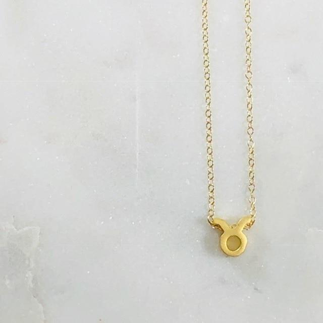 Taurus Charm Necklace with Healing Crystal Perfect Gift