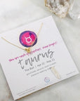 Taurus Charm Necklace with Healing Crystal Perfect Gift